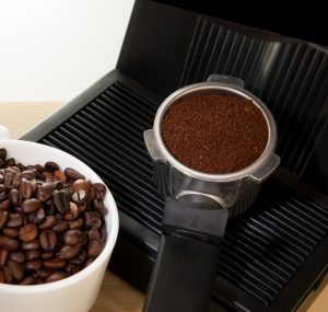 filter basket with coffee inside
