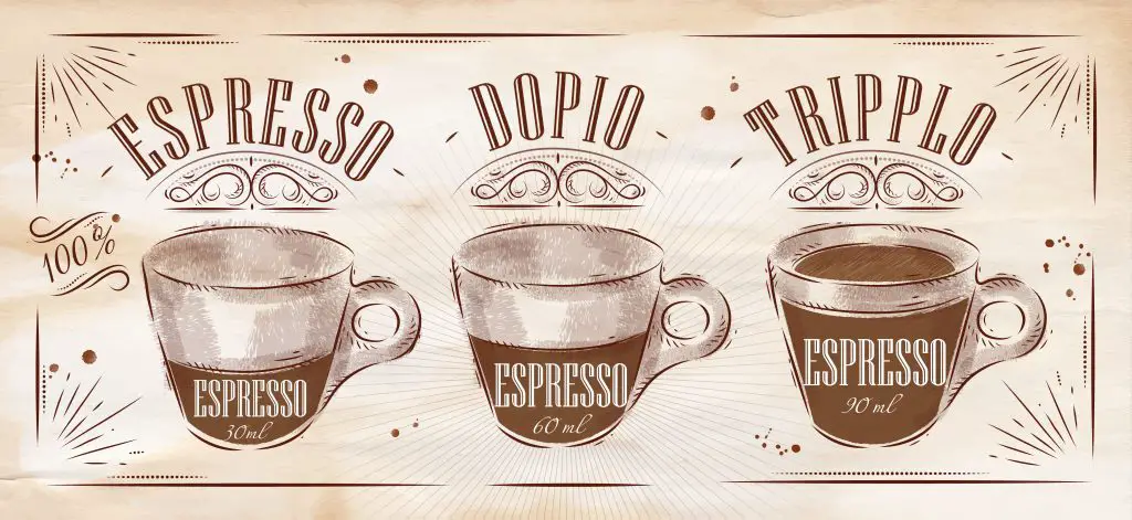 Poster coffee espresso in vintage style drawing on kraft