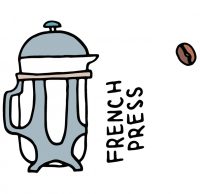cute drawing of french press