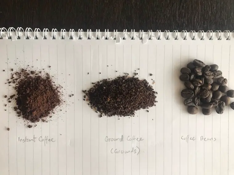comparison of instant coffee and grounds and whole coffee beans