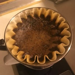 Kalita Wave with coffee brewing inside it