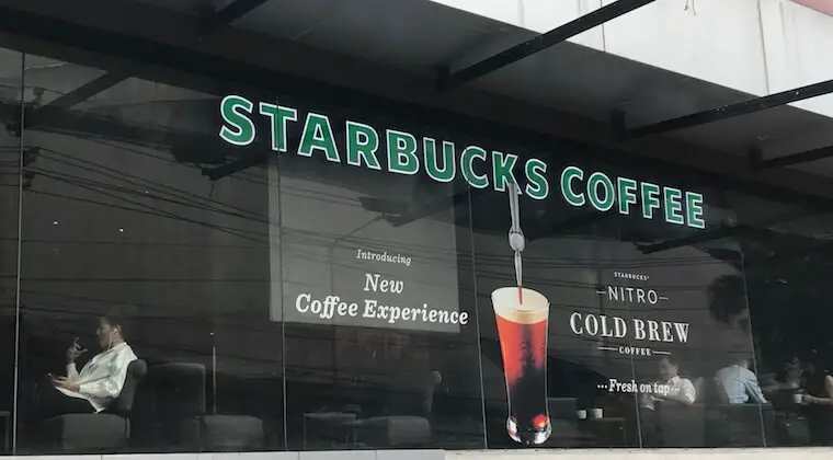 starbuck nitro coffee being advertised outside