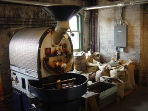 a coffee roaster in action