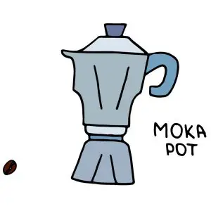 cute drawing of a moka pot