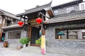 starbuck's in china set in a temple