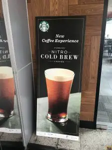 A sign of Nitro Cold Brew at Starbucks